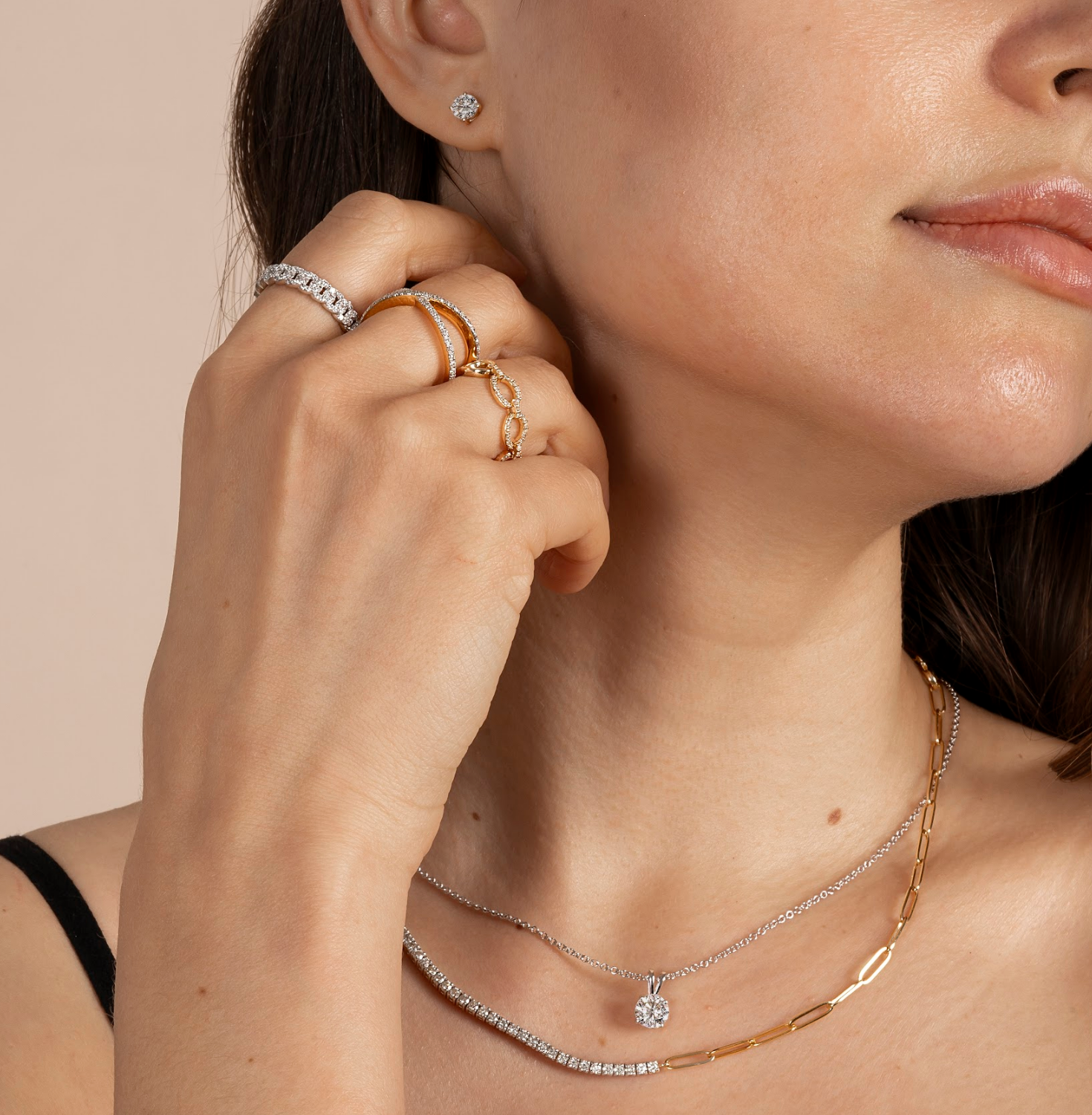 Halfway Cuban Link Lab Grown Diamond Ring - AVIR New York